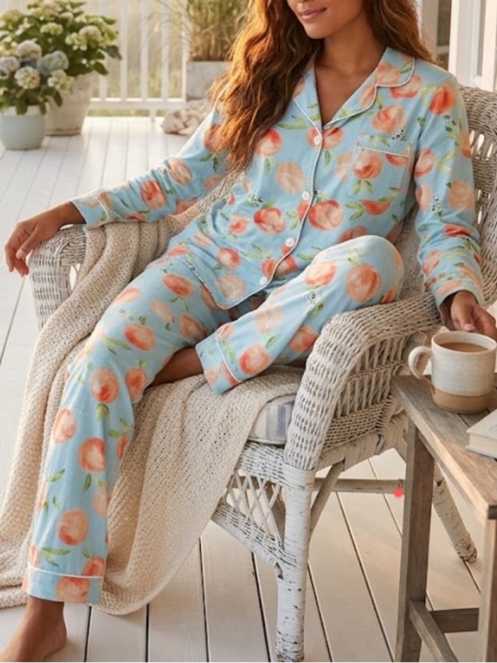 Bedhead PJs Peach Long Sleeve Top & Pants Pajamas Set Size Small